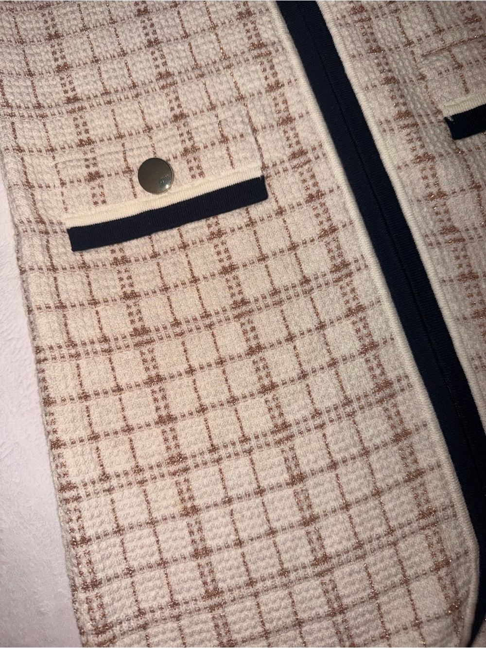 Reiss Cream & Black Trim Tweed Zip Pullover Dress. Only worn twice. - Picture 3 of 13